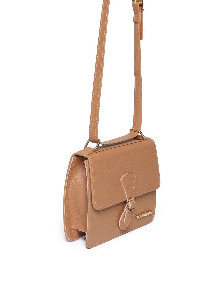 Bolsa Feminina Couro Pequena Saddle Transversal Nude BSI-5897 - NU