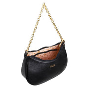 Bolsa Hobo Pequena Transversal Couro Preta BSI-5850 - PR
