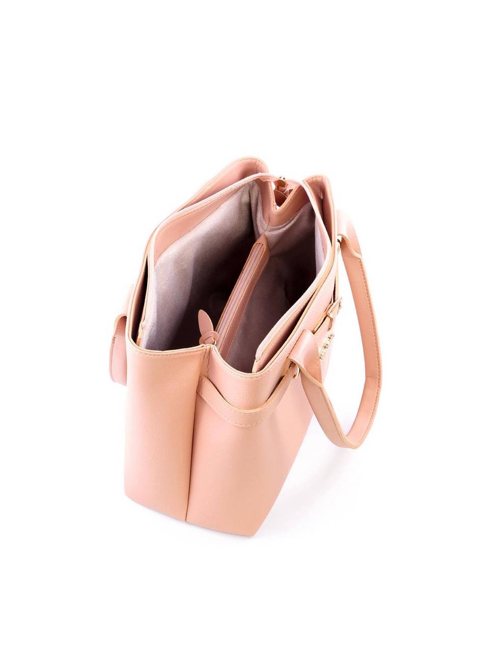 Bolsa Tote com Alça de Mão e Detalhe de Cinto - Nude BSI-6055 - NU