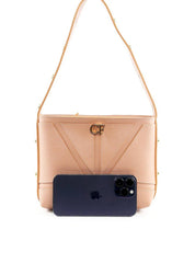 Bolsa Tote Média com Costura e Esferas Douradas - Nude BSI-6410 - NU