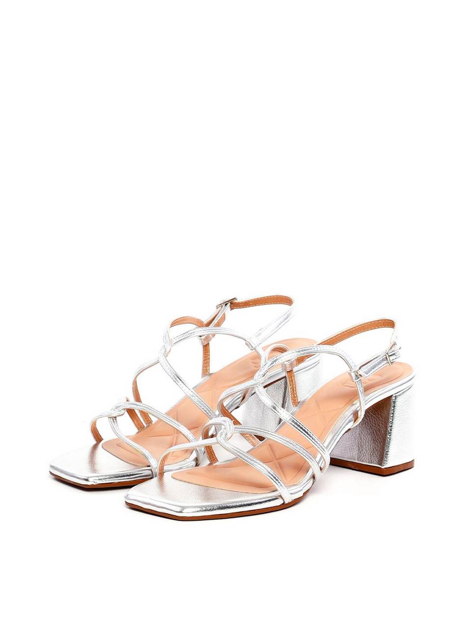 Sandália Bloco com Tiras Entrelaçadas - Prata SDI-11935 - PT