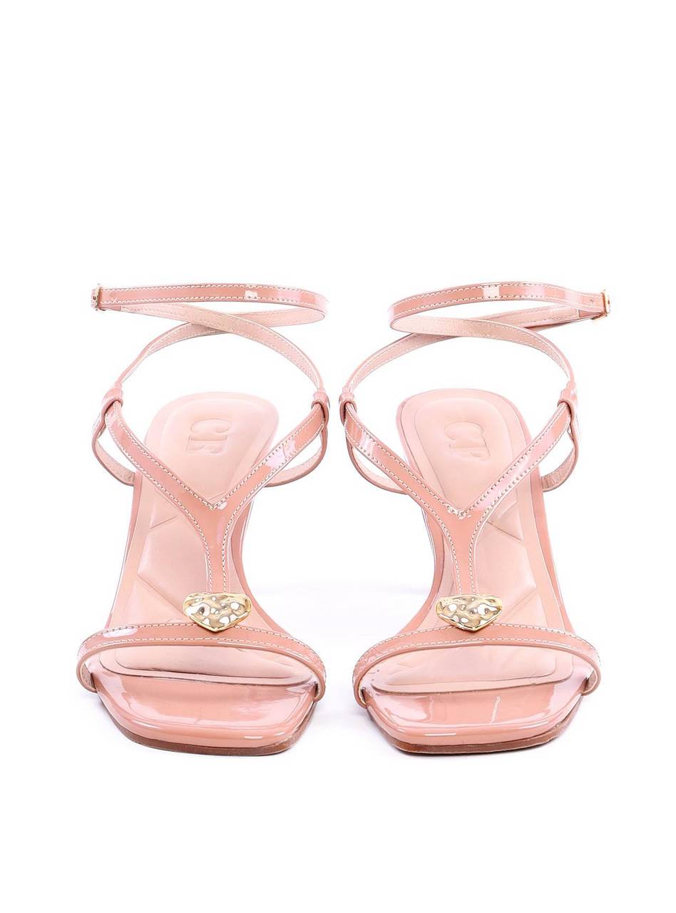 Sandália de Salto com Tiras e Detalhe de Coração - Nude SDI-11764 - NU
