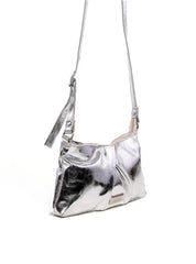 Bolsa Transversal Retangular Detalhe Drapeado - Prata BSI-6281 - PT