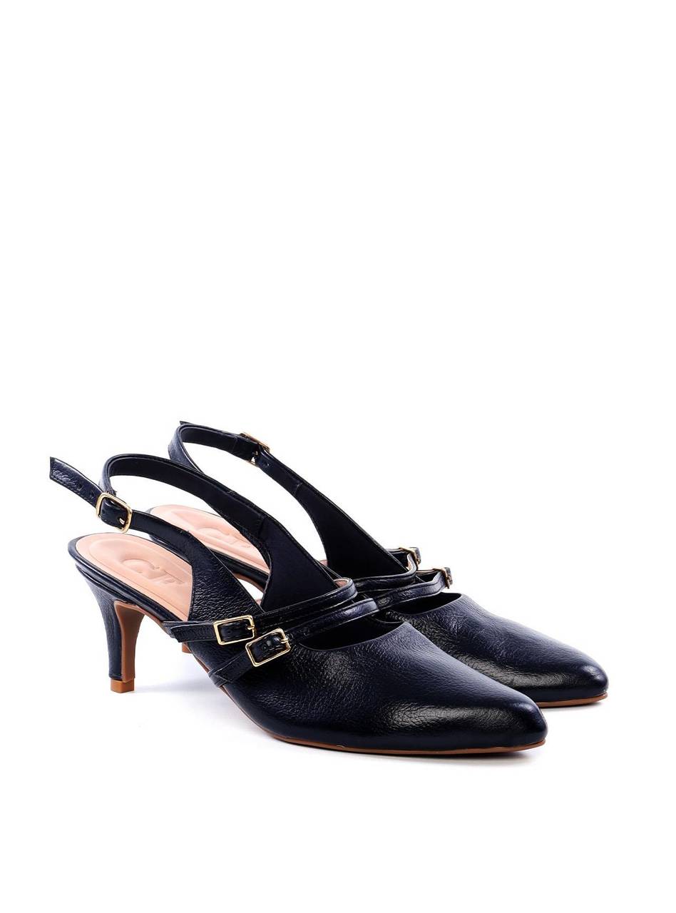Scarpin Slingback com Fivelas Laterias - Preta SDI-11737 - PR