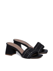 Tamanco Rosto Palha com Strass - Preta SDI-11670 - PR