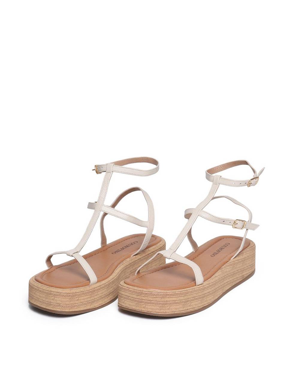 Sandália Feminina Couro Plataforma Salto Fachetado - Fenno SDI-11560 - FE