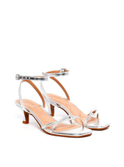 Sandália com Salto Fino e Recorte Geométrico - Prata SDI-11930 - PT