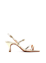 Sandália de Salto Fino com Tiras e Fivelas - Ouro SDI-11974 - AU