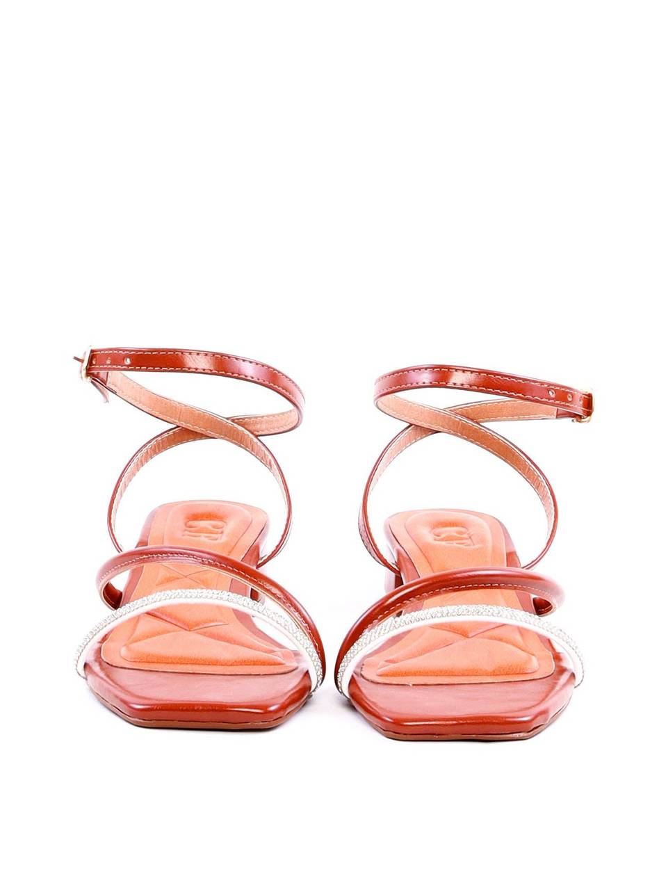 Sandália Salto Bloco com Tira Lateral e Strass - Castor SDI-11919 - CS