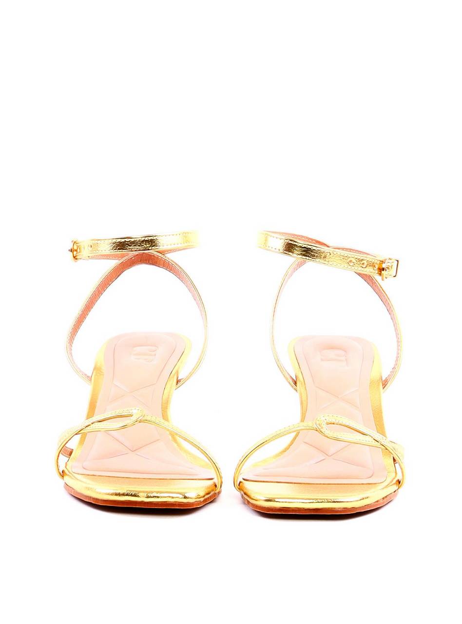 Sandália com Salto Fino e Recorte Geométrico - Ouro SDI-11930 - AU