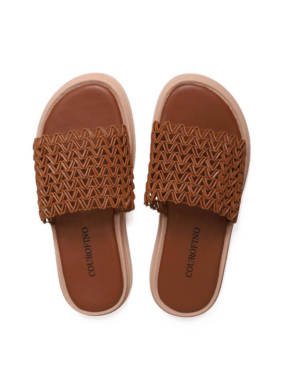 Sandália Flatform Slide com Tiras Tramadas - Castor SDI-11654 - CS