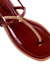 Sandália Rasteira de Dedo com Strass SDI-12248 - VE