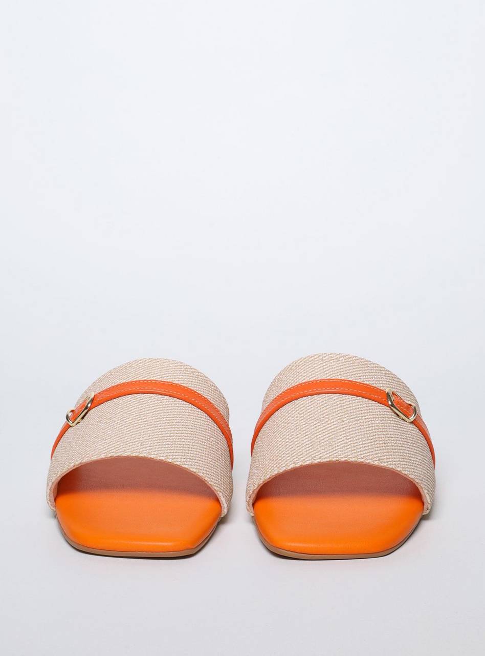 Sandália Feminina Rasteira Slide - Laranja SDI-11543 - LR