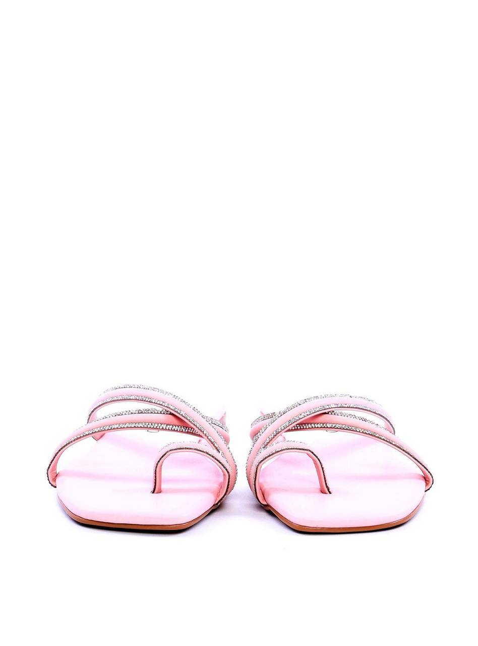 Sandália Rasteira de Dedo com Tira Cruzada com Strass - Rosa SDI-11717 - RS