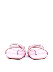 Sandália Rasteira de Dedo com Tira Cruzada com Strass - Rosa SDI-11717 - RS
