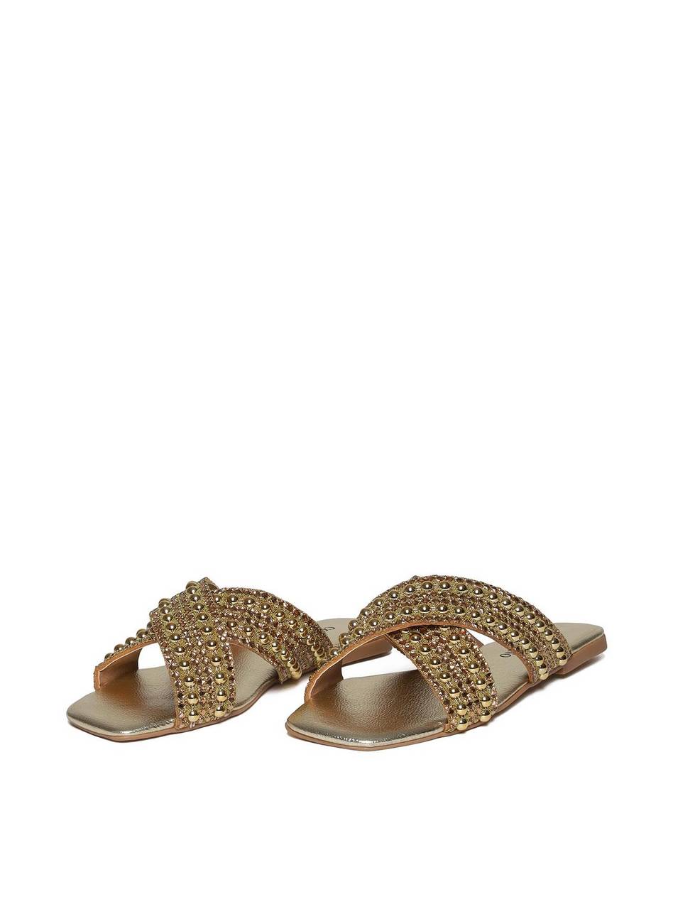Sandália Feminina Mulle Couro Salto Alto - Ouro SDI-11617 - AU