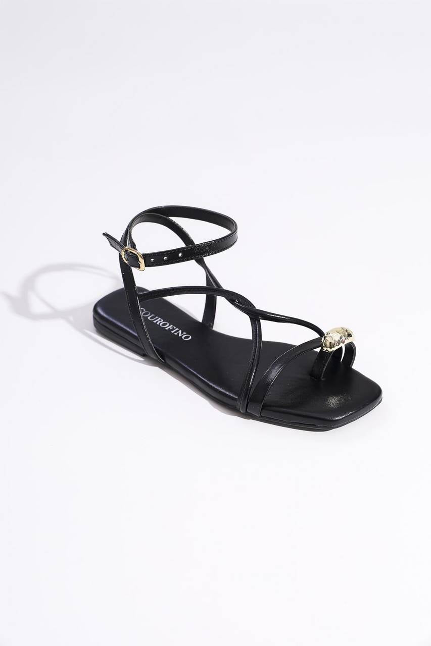 Rasteira de Dedo com Tiras Cruzadas - Preta SDI-11806 - PR