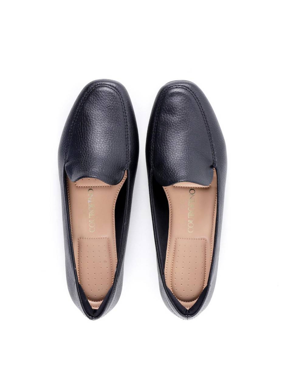 Mocassim Liso com Detalhe de Nervura - Preta SP - 12196 - PR