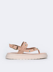 Sandália Feminina Papete Tachas Diversas - Nude SDI-11546 - NU