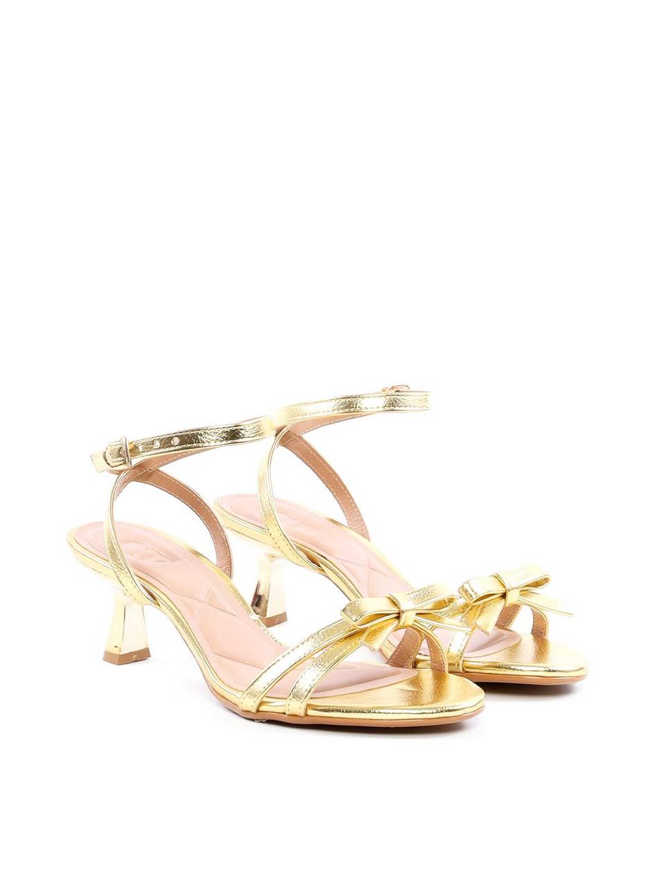 Sandália Salto Médio Cromado Detalhe Laço - Ouro 1.1400011923 - AU