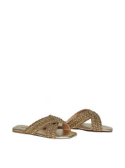 Sandália Feminina Mulle Couro Salto Alto - Ouro SDI-11617 - AU
