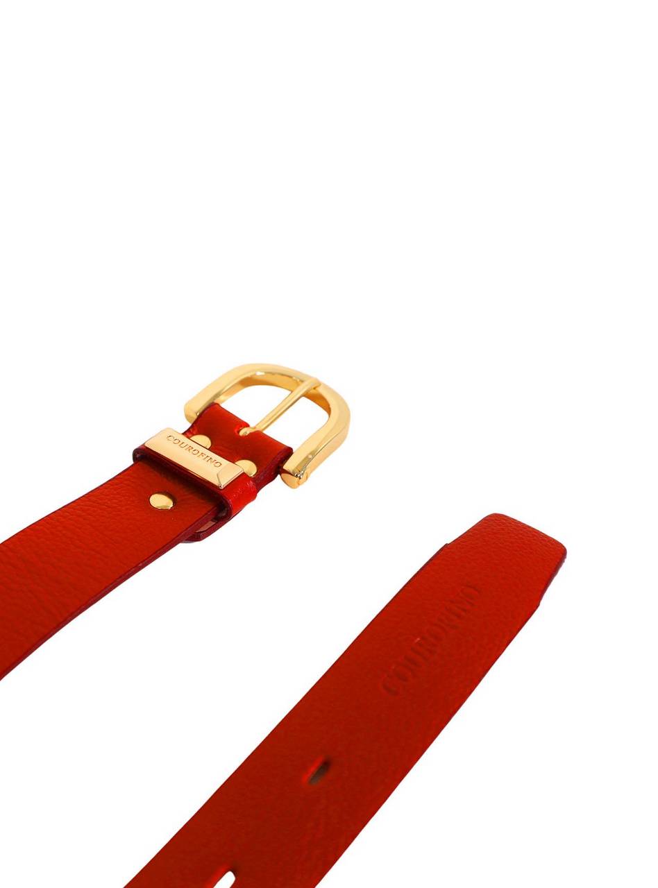 Cinto Feminino Social Espessura Media Liso Couro Vermelho CTI-925 - VE