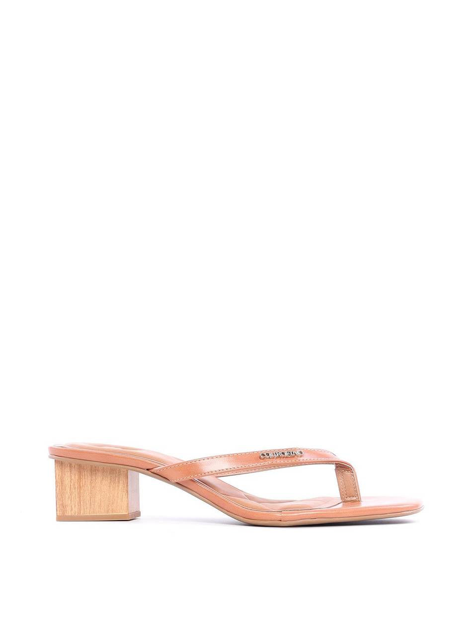 Tamanco de Dedo com Salto Bloco - Nude BSI-11818 - NU