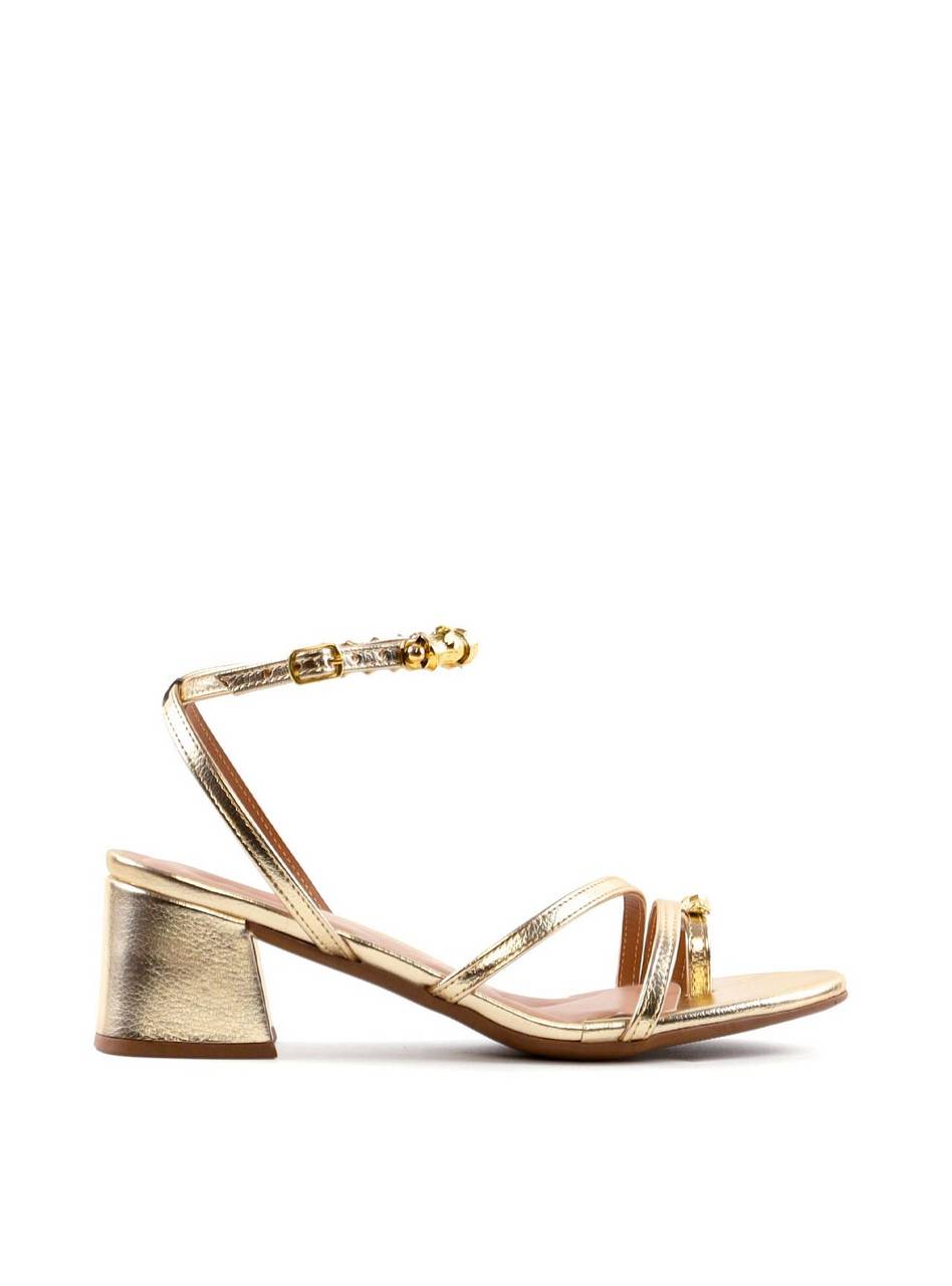 Sandália com Salto Bloco e Detalhes Dourados - Ouro SDI-12124 - AU