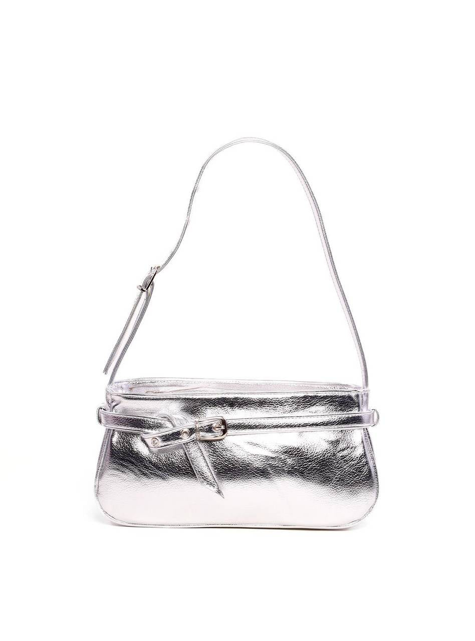 Bolsa Baguette com Detalhe de Cinto - Prata BSI-6151 - PT