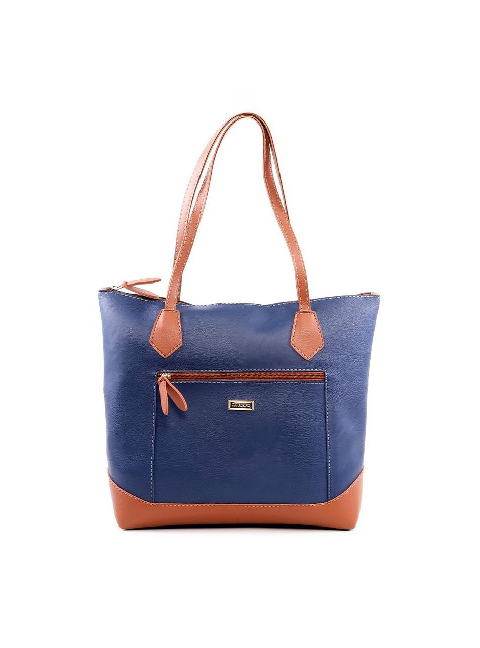Bolsa Feminina Zíper Puxador Detalhes Recortes - Azul BSI-5979 - AZ