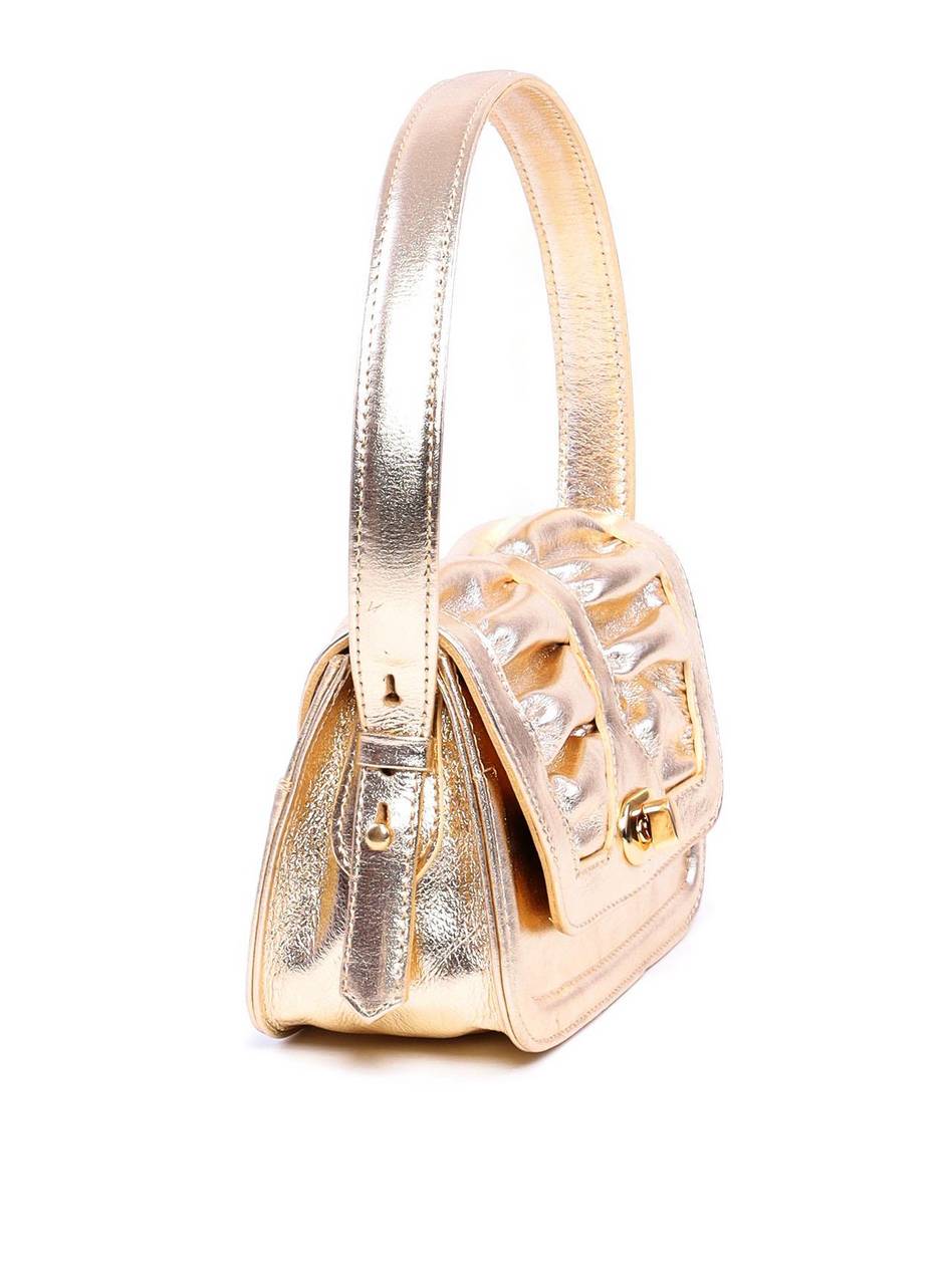 Bolsa Satchel Drapeado com Alça Dupla Removível - Ouro BSI-5933 - AU