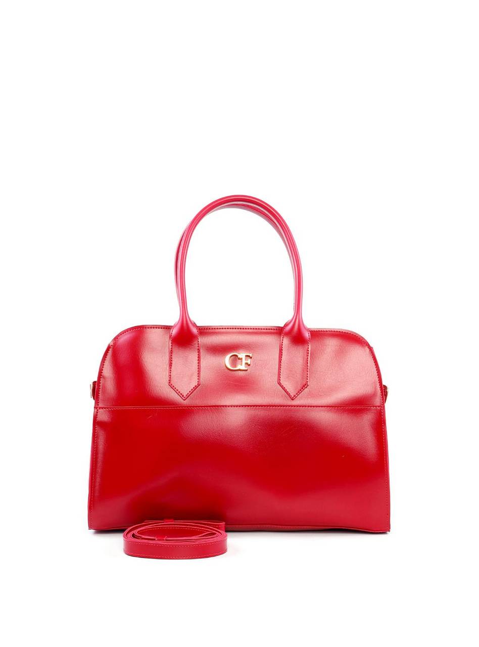 Bolsa Tote com Alça Dupla Costuras e Fivelas - Vermelho BSI-6209 - VE