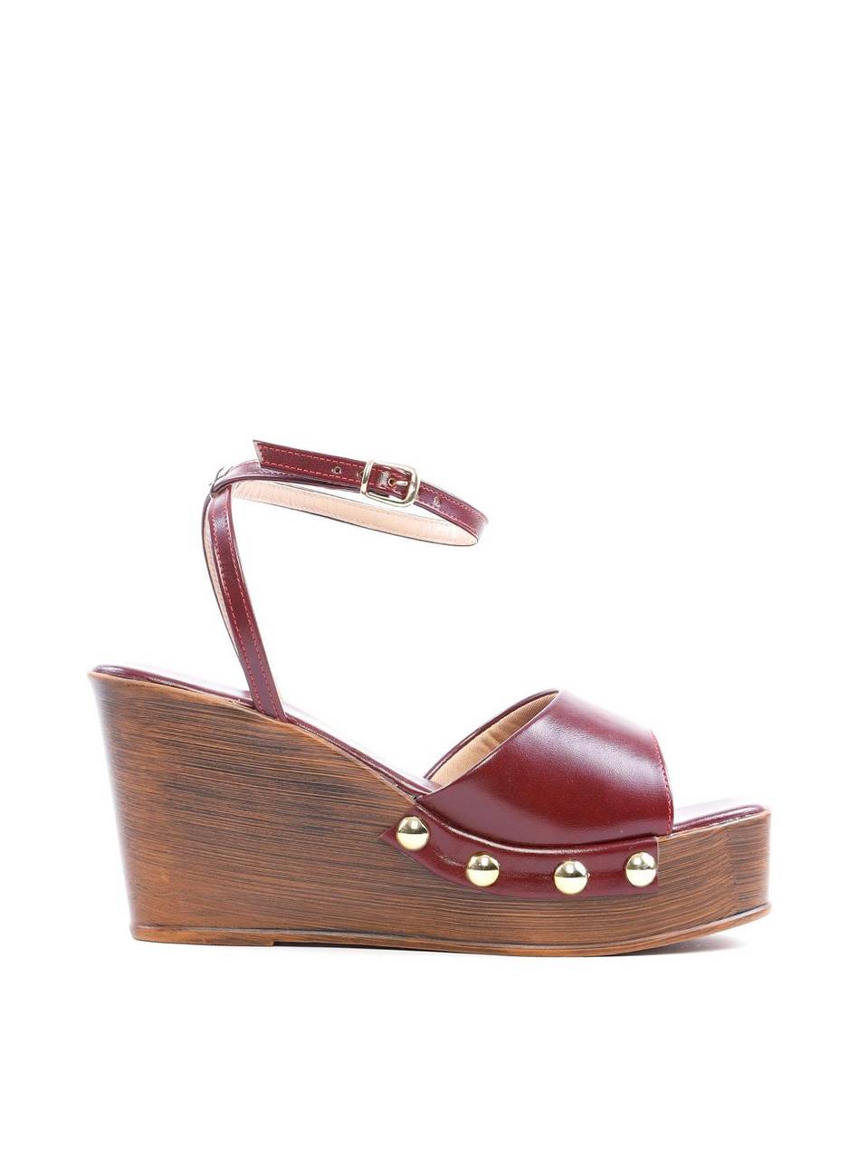 Sandália salto Plataforma com Detalhes Laterais - Vinho SDI-11763 - VI