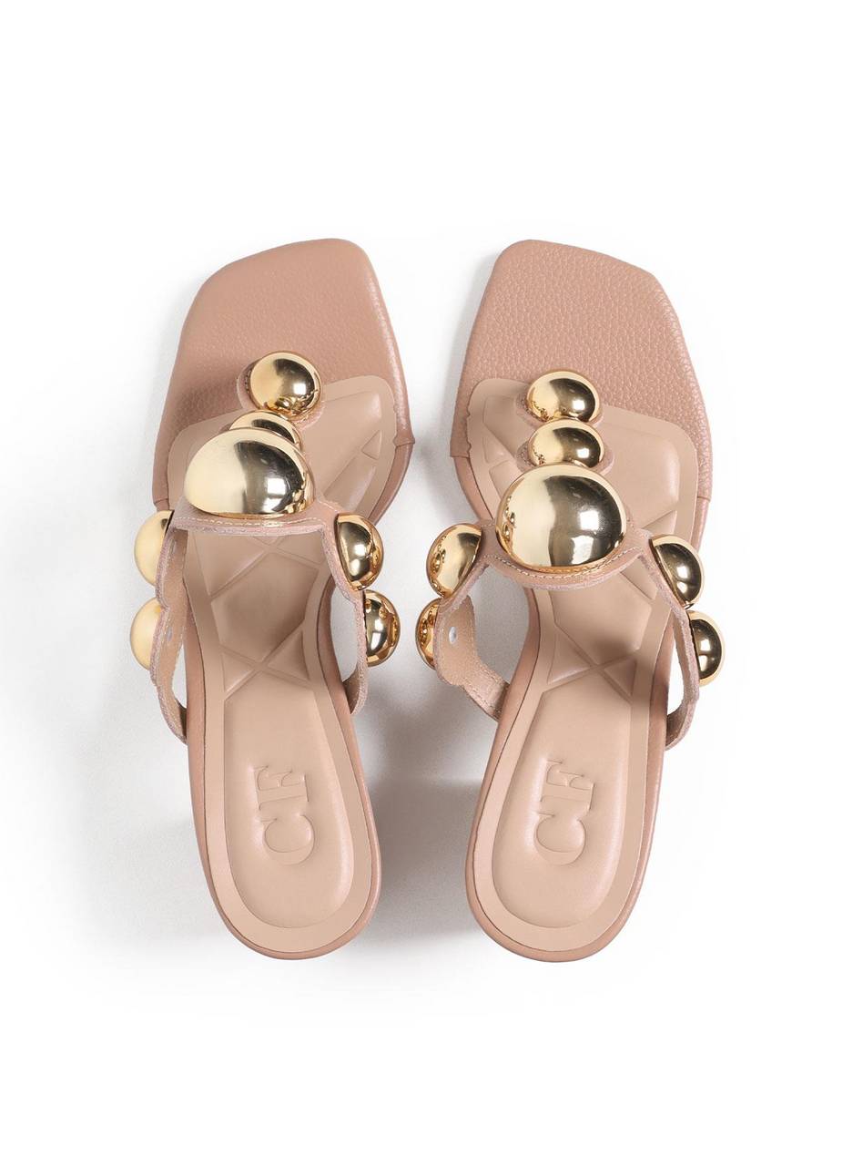 Sandália Feminina Tamanco Salto Bloco - Nude SDI-11563 - NU