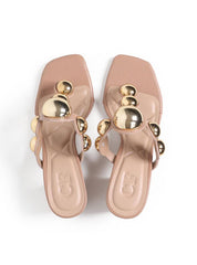 Sandália Feminina Tamanco Salto Bloco - Nude SDI-11563 - NU