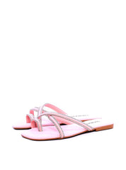 Sandália Rasteira de Dedo com Tira Cruzada com Strass - Rosa SDI-11717 - RS