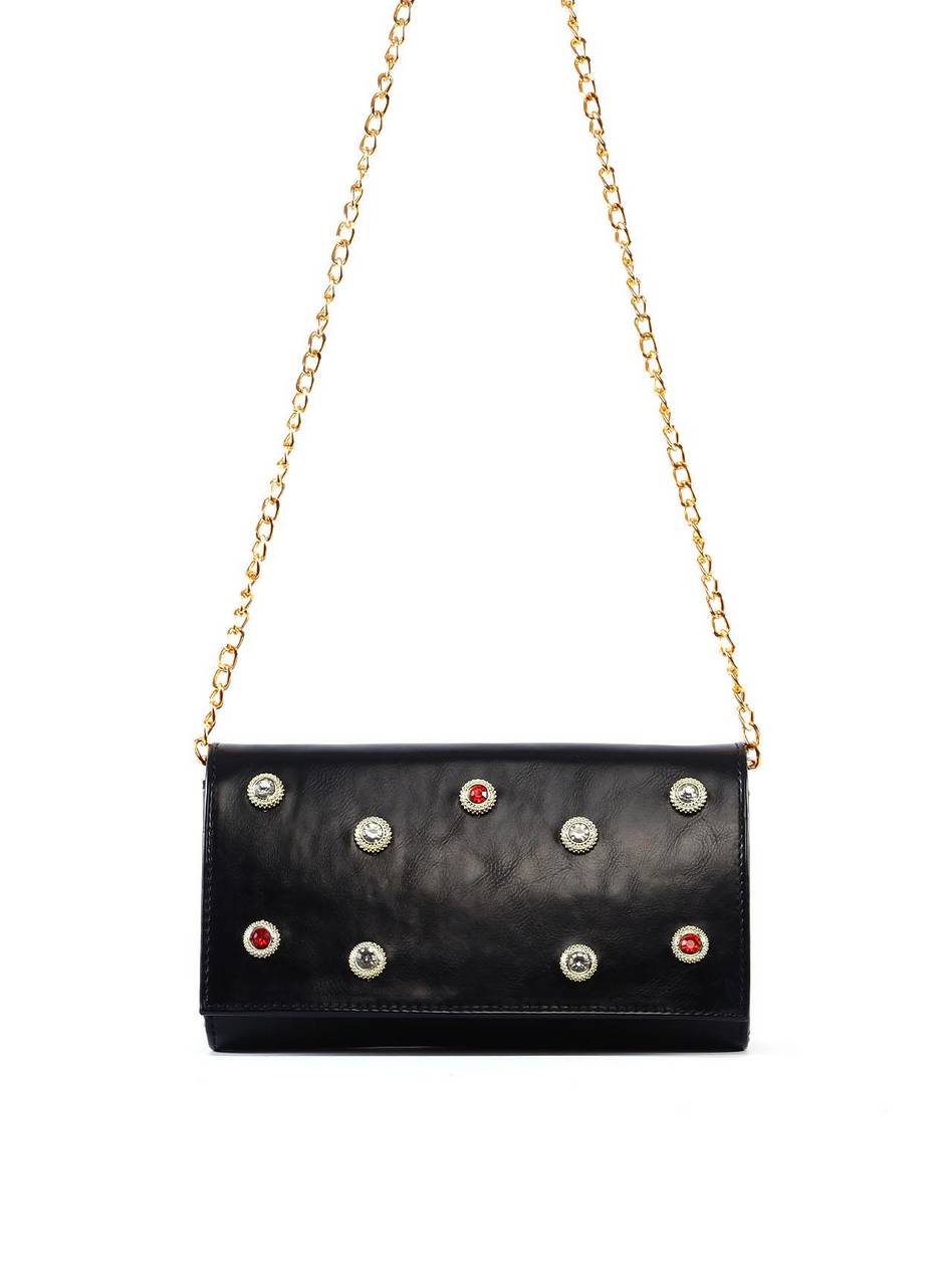 Bolsa Clutch com Pedraria - Preta BSI-6364 - PR