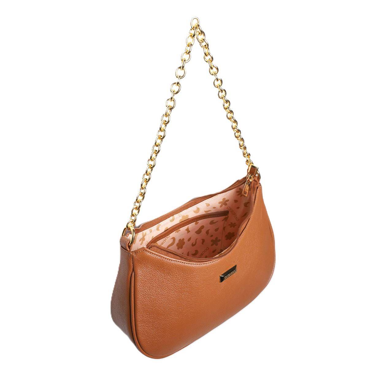 Bolsa Hobo Pequena Transversal Couro Castor BSI-5850 - CS