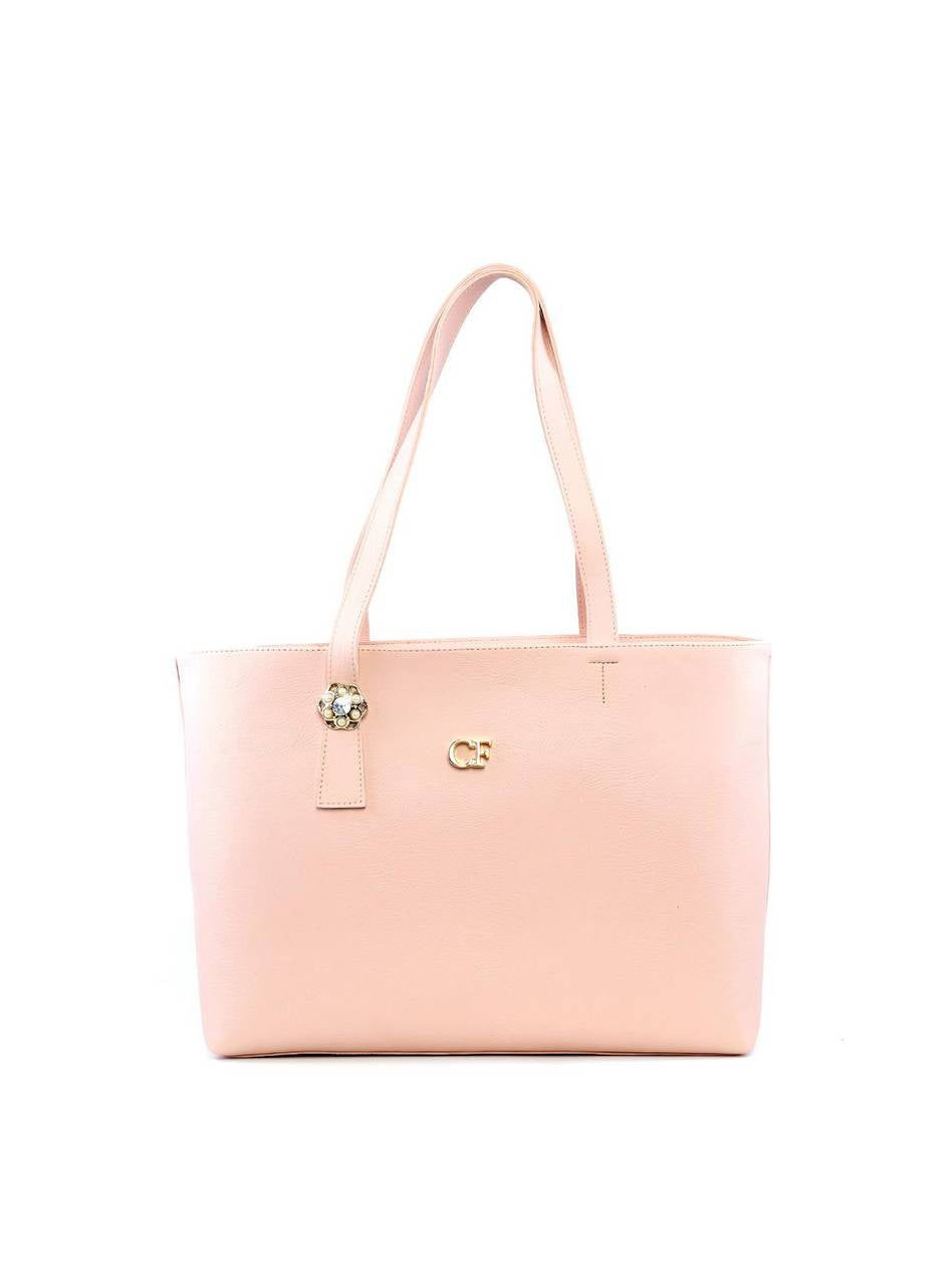 Bolsa Shopper Tiracolo com Flor - Nude BSI-6196 - NU