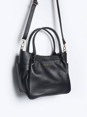 Bolsa Tote Couro Tiracolo Bolsos Laterais Preta BSI-5862 - PR