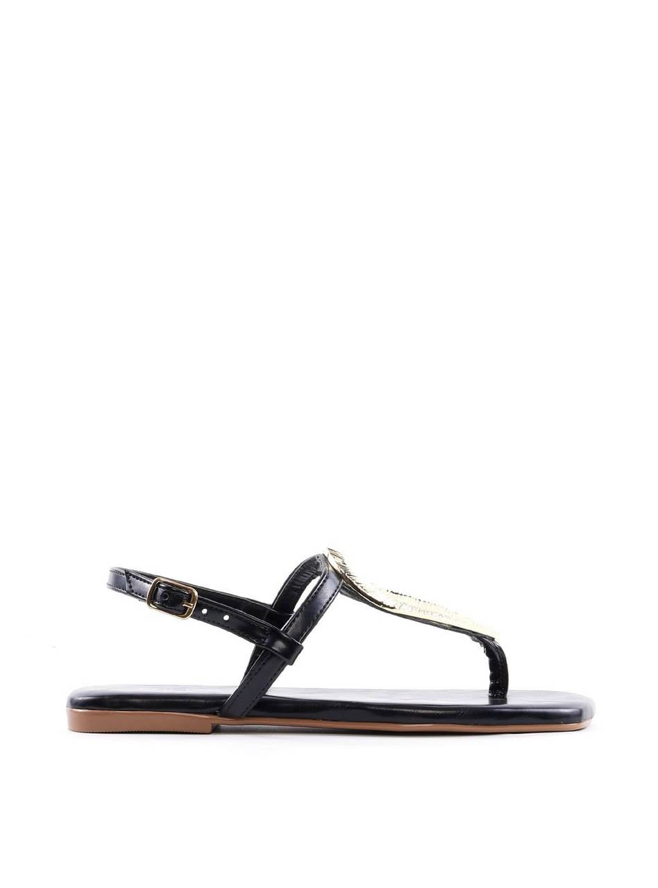 Rasteira com Enfeite Dourado - Preta SDI-12090 - PR