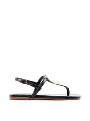 Rasteira com Enfeite Dourado - Preta SDI-12090 - PR
