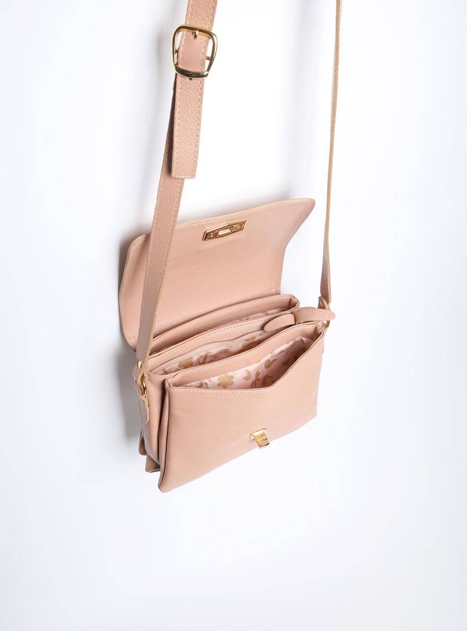 Bolsa Saddle Pequena Couro Alça Regulável Nude BSI-5739 - NU
