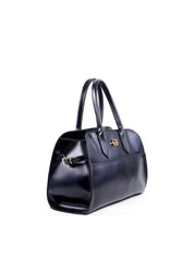 Bolsa Tote de Alça Dupla com Costuras e Fivelas - Preta BSI-6209 - PR