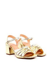 Sandália Salto Bloco Detalhe Drapeado - Ouro SDI-11977 - AU