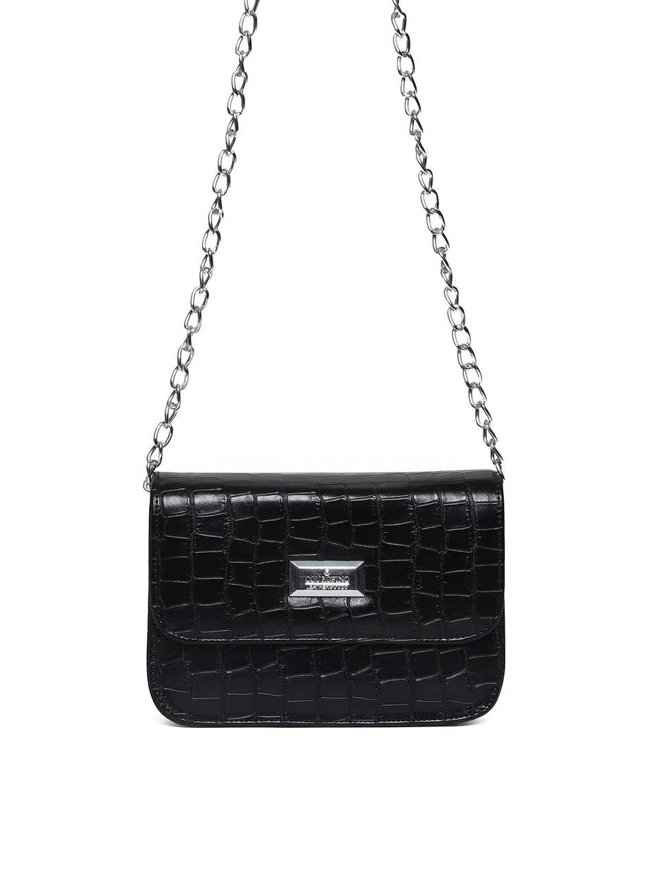 Bolsa Saddle Pequena Estruturada Alça Transversal Preta BSI-5724 - PR