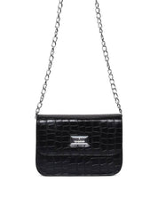 Bolsa Saddle Pequena Estruturada Alça Transversal Preta BSI-5724 - PR