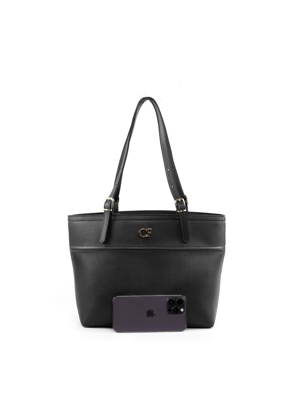 Bolsa Shopper Detalhe Costura e Alça Fivelas - Preta BSI-6376 - PR