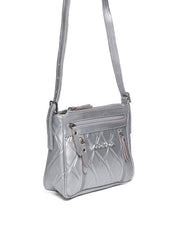 Bolsa Carteiro Transversal Regulável Zíper Frontal Prata BSI-5658 - PT