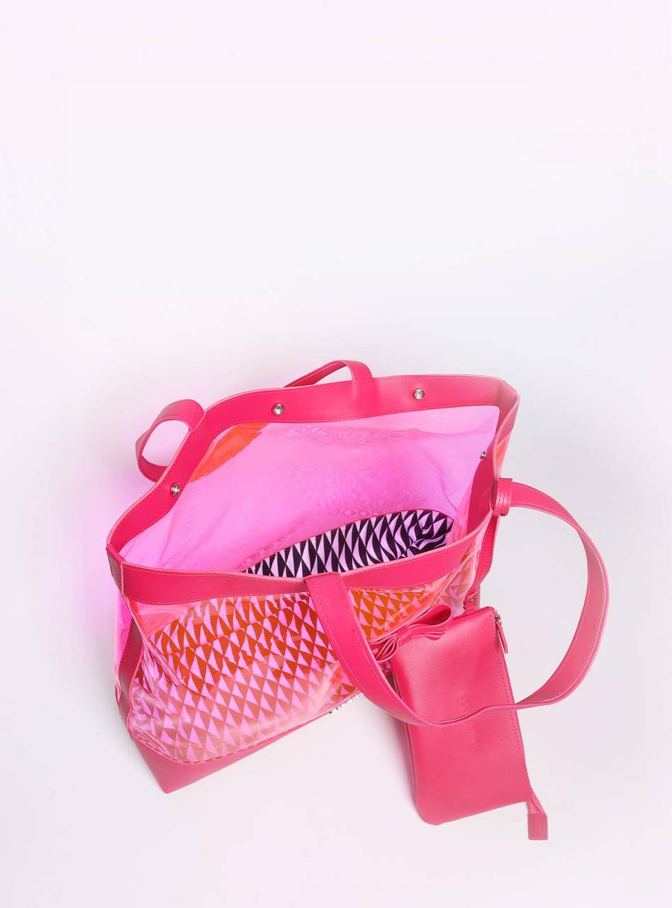 Bolsa Shopper Praia Transparente Laço Grande Pink BSI-5865 - PK